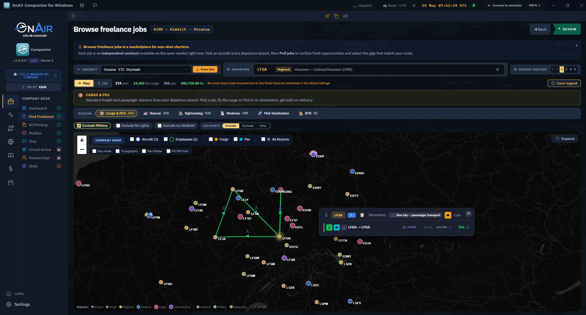 Browse freelance jobs on an interactive map